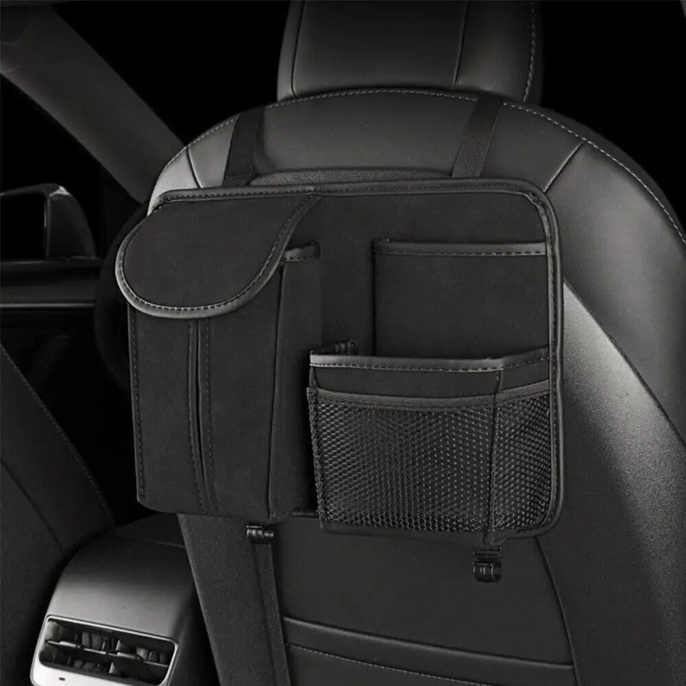 Suede Car Seat Back Storage Bag Car Seat Back Tissue Storage Hook