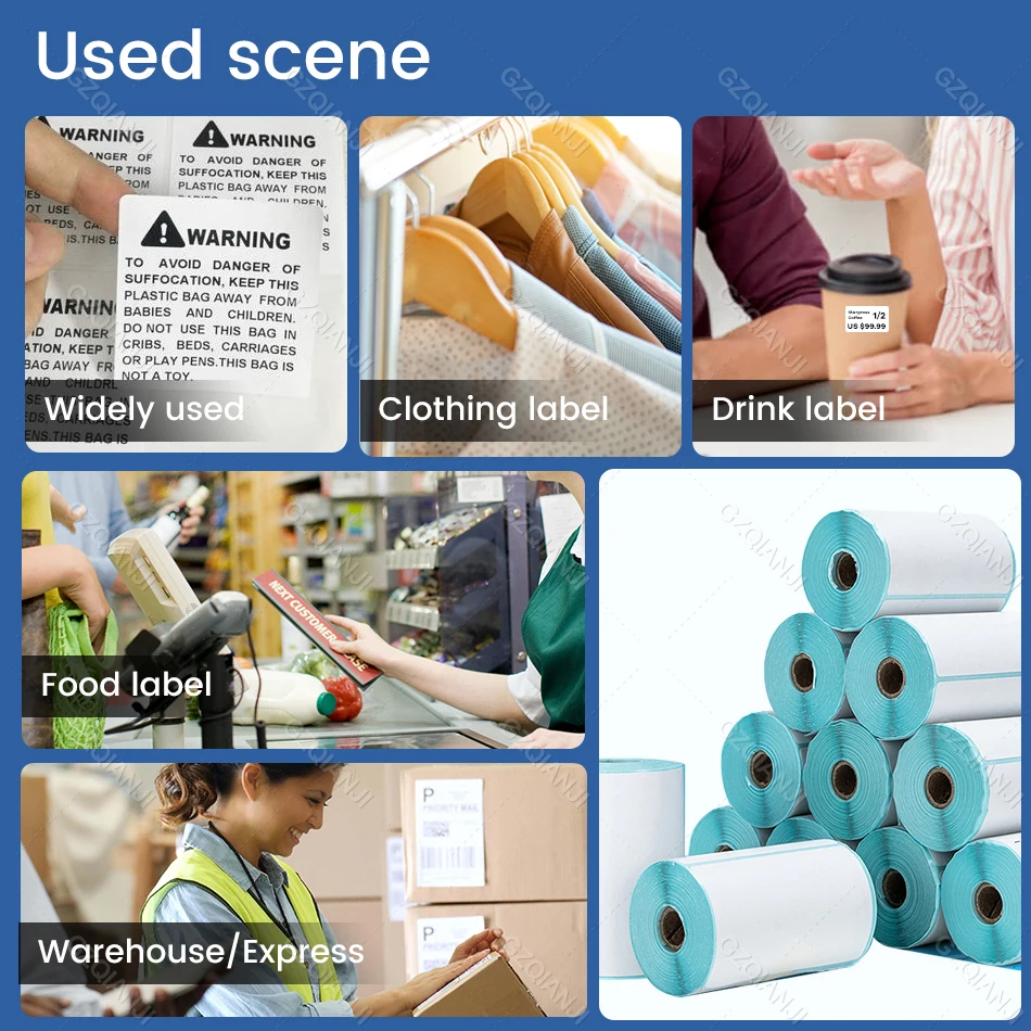 Thermal Label Sticker Paper Supermarket Price Blank Barcode Label Direct Print Waterproof Oil-proof Supplies Roll Adhesive