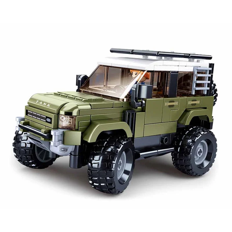 Sluban 317PCS 하드 라인 오프로드 차량 모델 벽돌 SUV 탱크 도시 피규어 빌딩 블록 어린이를위한 교육 장난감