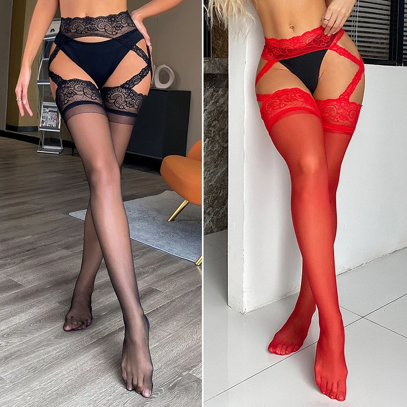 

Fishnet Stockings Women Sexy Pantyhose Thigh-High Socks Hollow Out Mesh Hosiery Nude Suspender Pantyhose Long Socks