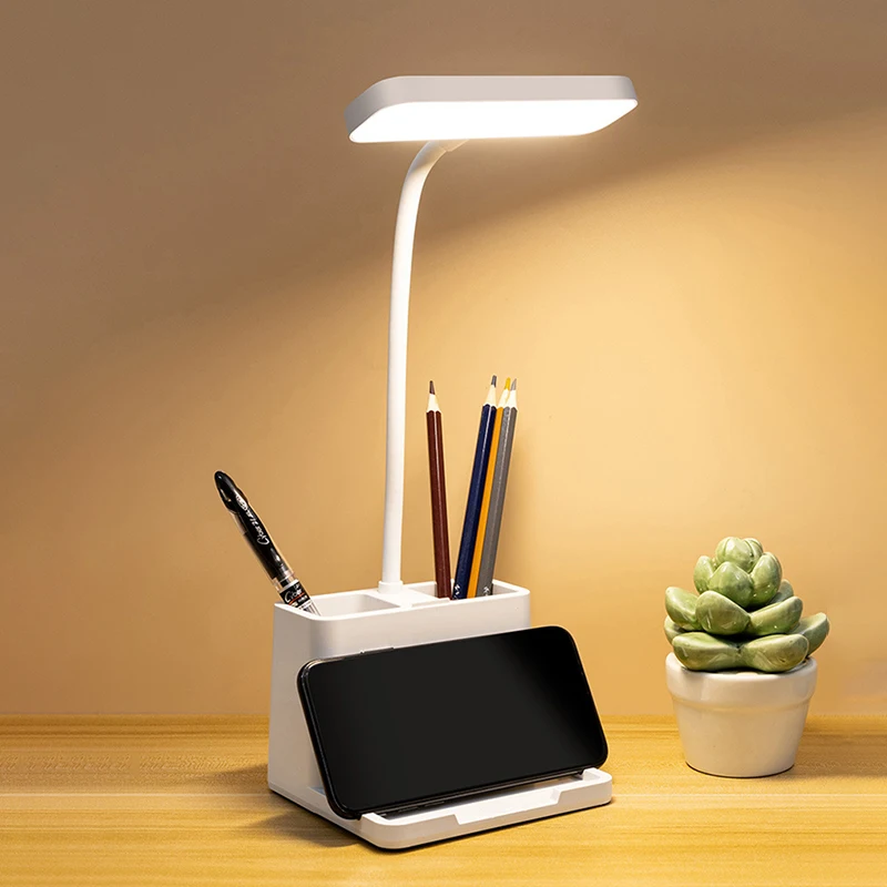 

Creative Pen Holder Desk Lamp Student Dormitory Study Eye Protection LED Reading Light Bedroom Charging And Dimming Night Light