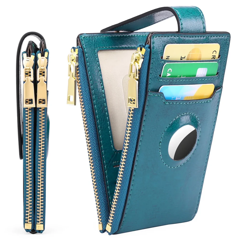 Genuine Leather Mini Folding Card Holder Wallet