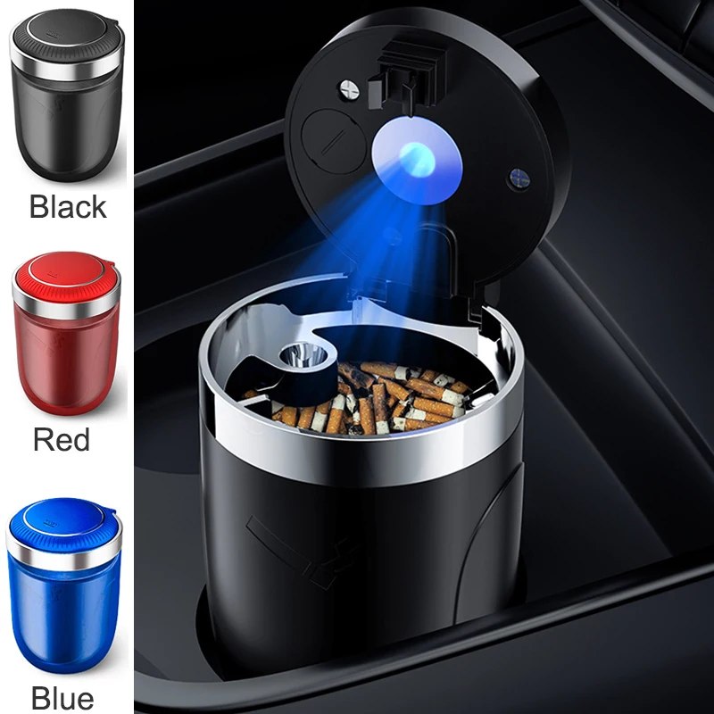 

Car Cigarette Ashtray Cup With Led Light With Lid Portable Detachable Vehicle Ashtray Holder Auto Interior Accessories Parts