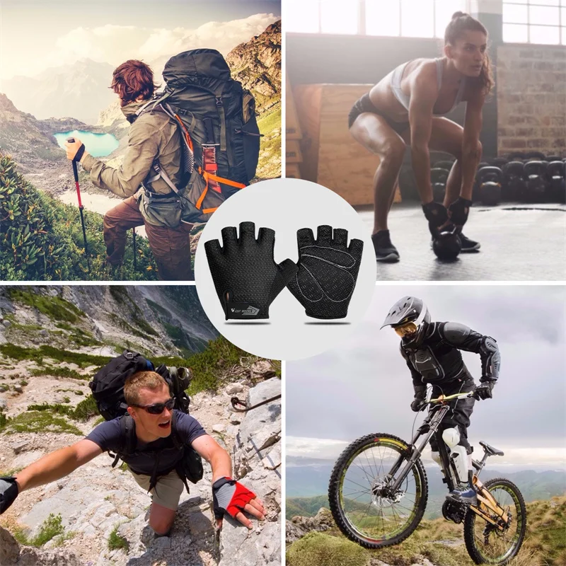 WEST BIKING MTB Road Bike Gloves Half Finger Anti Slip Cycling Gloves Motorcycle Men Sport Fitness Bicycle Fingerless Gloves 4