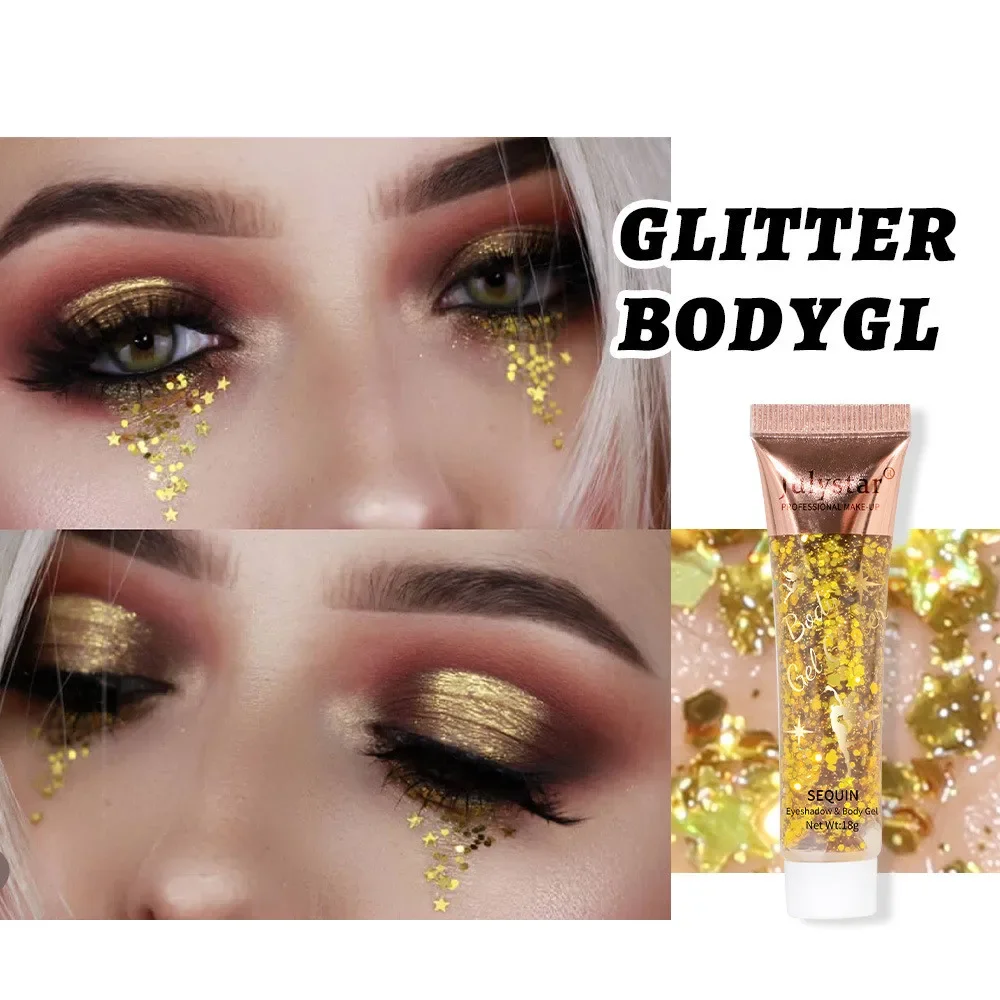Body Glitter Gel Multifunctional Face Lip Hair Loose Sequins Flash Liquid Eyeshadow Festival Stage Makeup Decoration Cosmetics 4