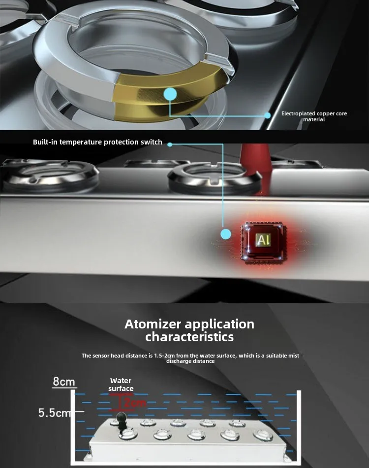 Description Picture 5 of itemDC48V 4/6/10/12-Head Ultrasonic Mist Humidifiers for Ponds, Aquariums, Water Features |Industrial/Commercial/Home/Greenhouse
