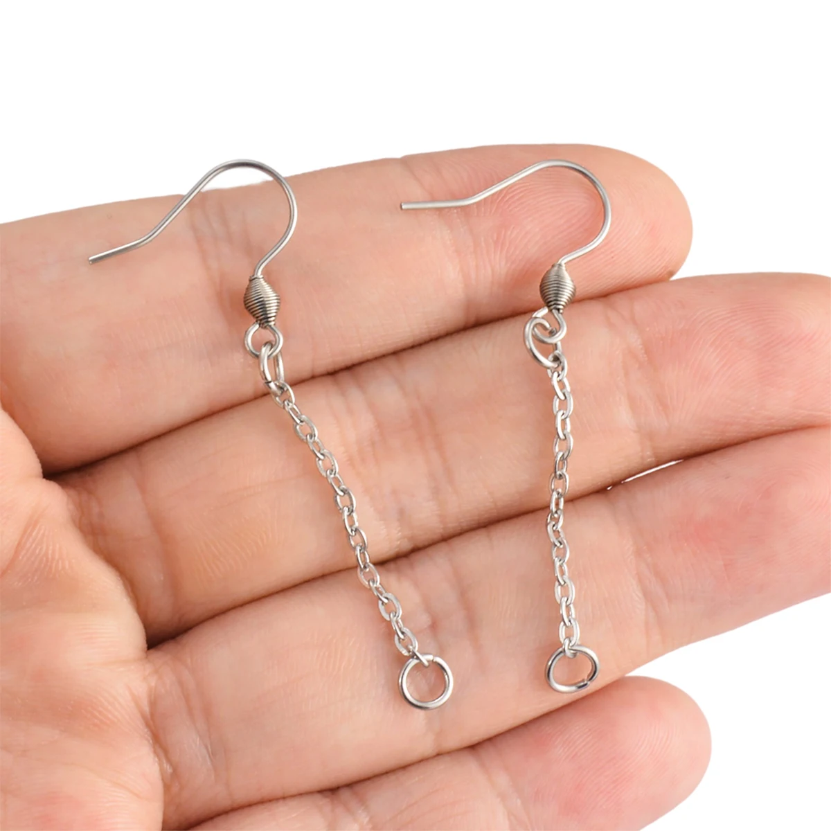 20pcs Earring Hooks Wires with Long Tassel Chain Drop Connectors for Diy Jewelry Making Finding Supplier 4