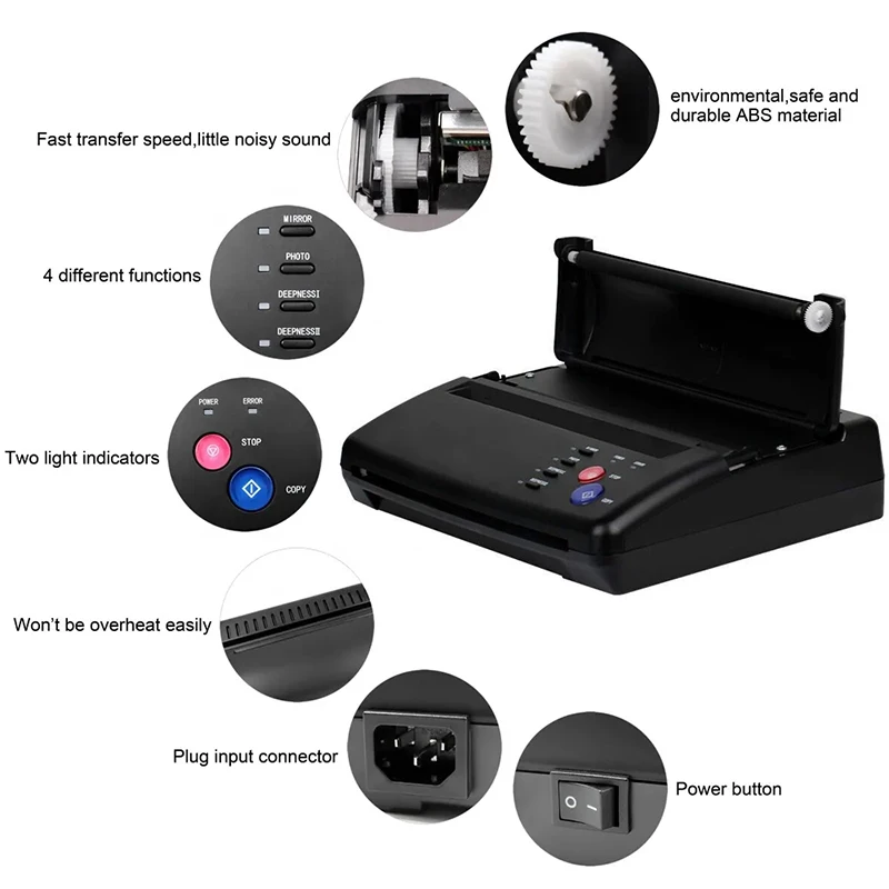 Stampante Professionale Flash A4 per Tatuaggi, Nuova Macchina per Trasferimento Stencil, Stampante per Foto e Stencil di Tatuaggi, Strumenti per Disegno - immagine 6