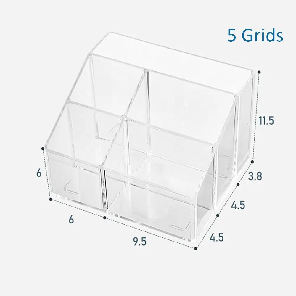 Transparent Acrylic Pen Holder Square Stationery Storage Rack Three Grid Large Capacity Desktop Organizer Office pen holder,desk organizer,pen and brush holder,desk storage rack