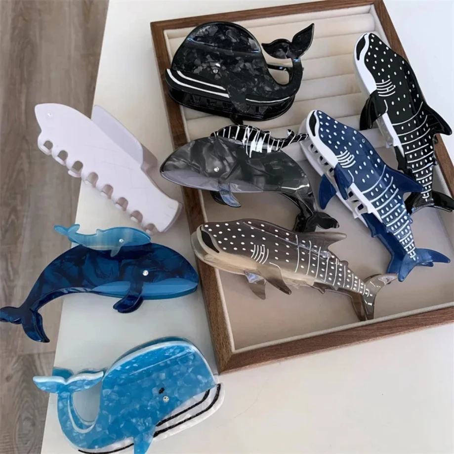 

New Design Cartoon Marine Shark Hair Clips Cute Blue Whale Acetate Hair Claw Hair Tiara Accessories Vintage Jewelry Gift