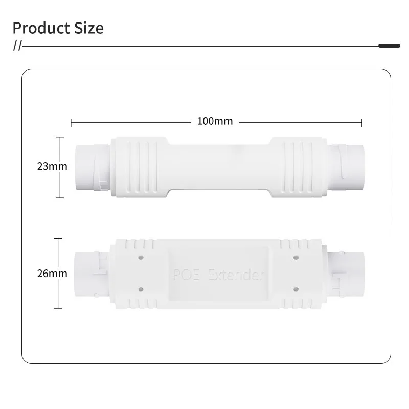 2포트 1 in 1 PoE 이더넷 RJ45 연장기/리피터 방수 IP66 야외용 500미터 연장