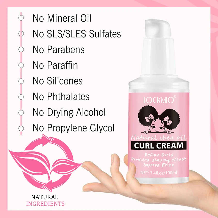 LOCKMIO Natural Curl Defining Cream Anti Frizz Serum for Wavy Curly 100ml Curls Moisturizing Styling Cream Octopus Shaping Comb