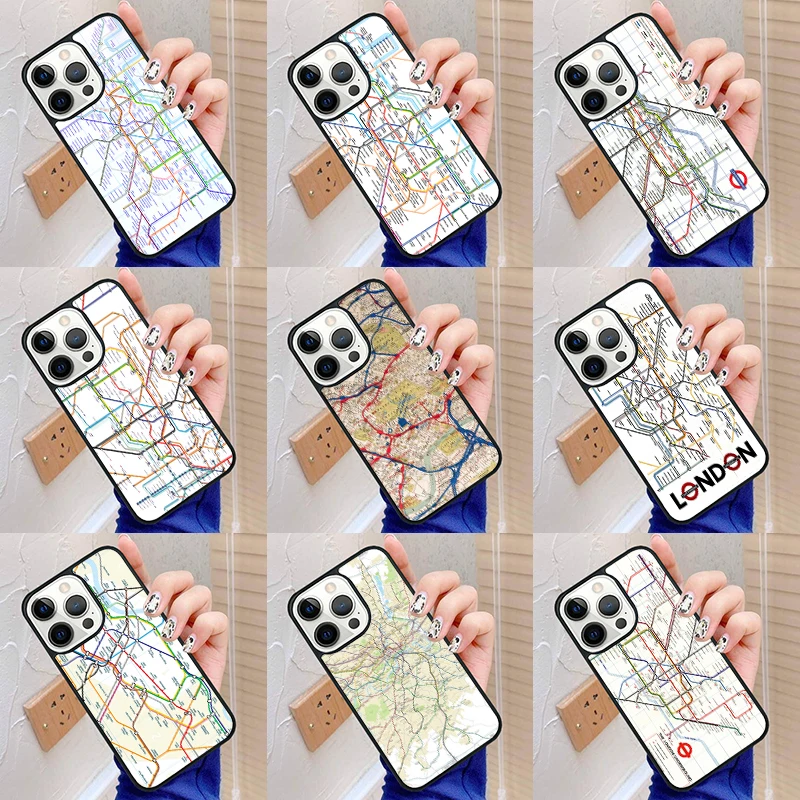 London Underground Tube Map Custodia Per Telefono Cover Per Iphone 15 Se2020 6 6S 7 8 Plus X Xr Xs 11 12 Mini 13 14 Pro Max Shell Coque