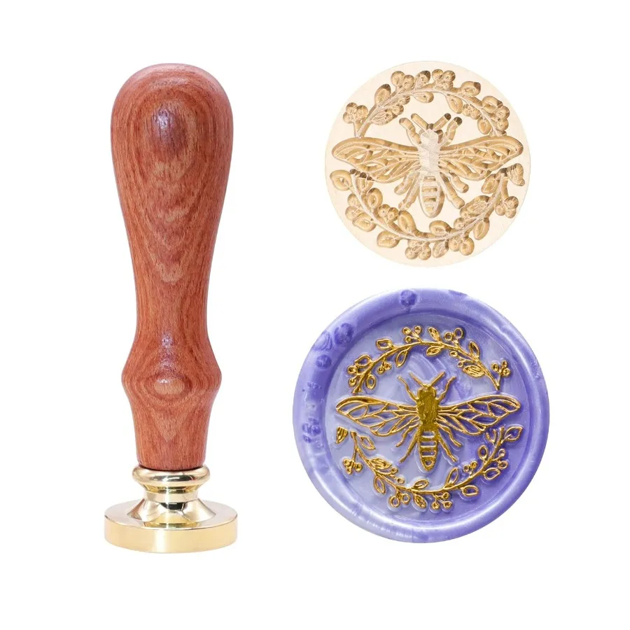 Vintage Brass Bee Wreath Wax Seal Stamp