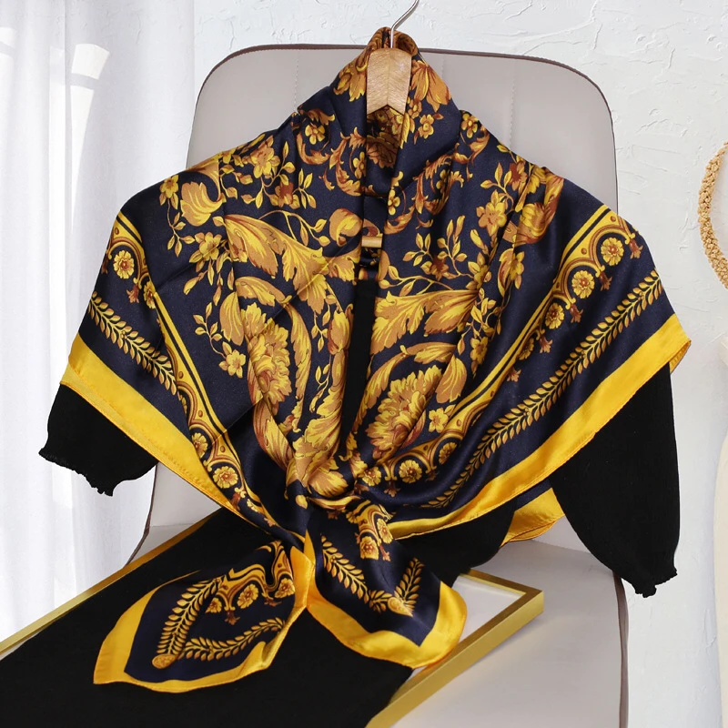 

Fashion Silk Square Scarf Women Design Print Lady Shawl Wraps Hijab Female Foulard Female Headbands Large Bandana Bufanda