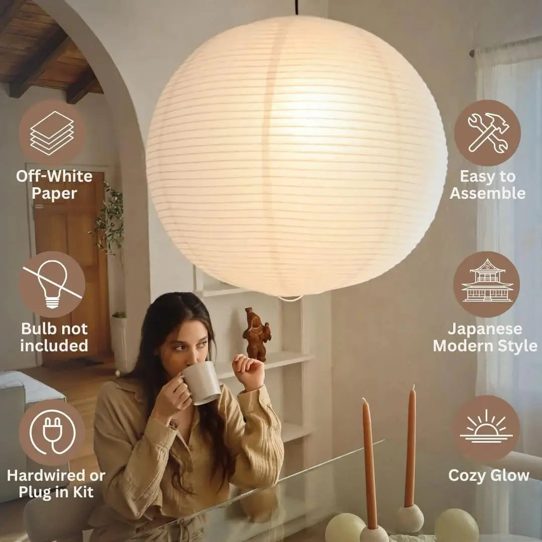 노구치 종이 펜던트 조명, 미니멀리스트 일본식 종이 램프, 거실 인테리어용