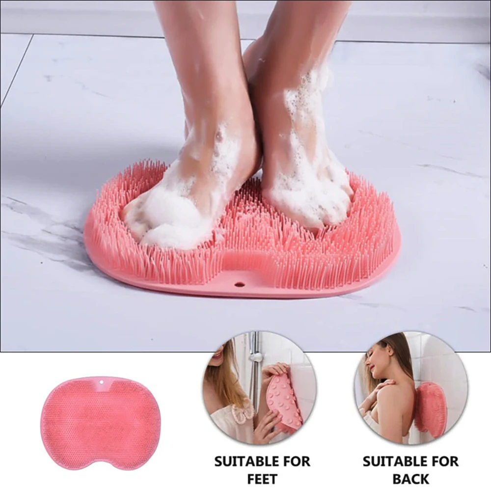 

Shower Foot Scrubber Mat with Non-Slip Suction Cups Cleaning Massage Cushion Lazy Shower Bath Pad Exfoliating Scrub Mats