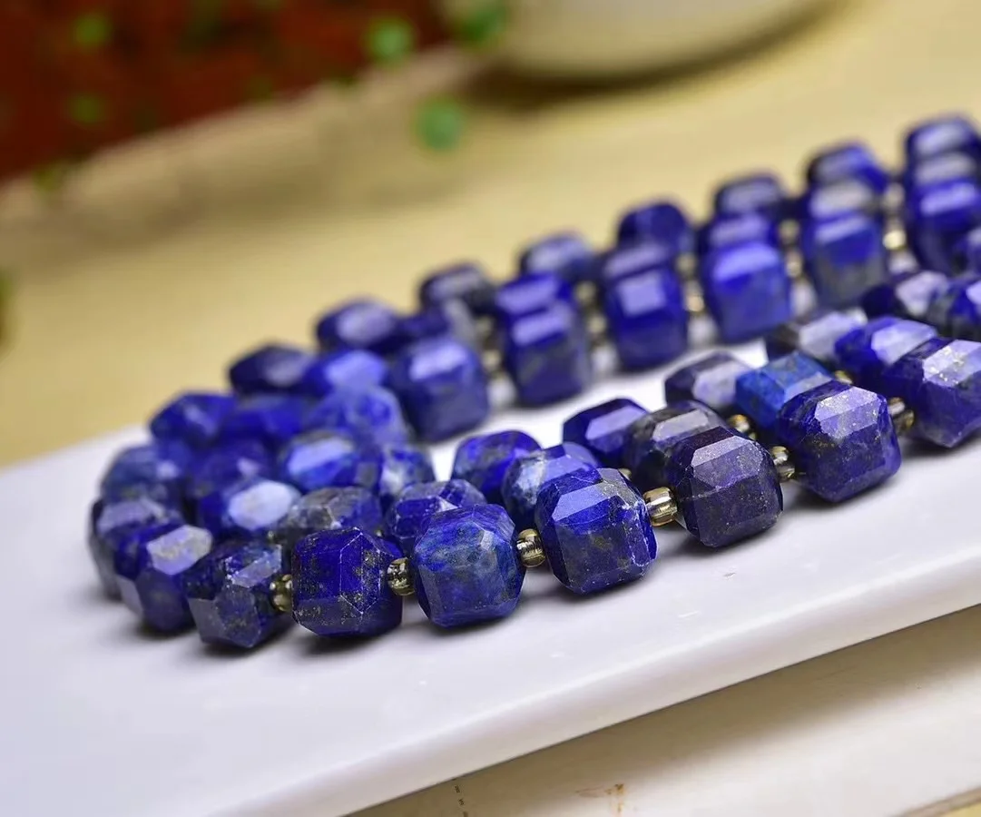 New goods, 8mm high quality lapis lazuli square faceted shape, semi-finished beads