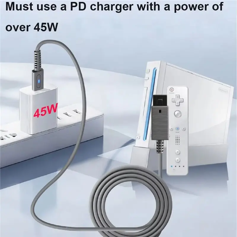 Wii 콘솔용 게임용 USB C 1.8M 타입 C 45W PD 충전 전원 공급 코드 Wii 충전 게임 콘솔 케이블
