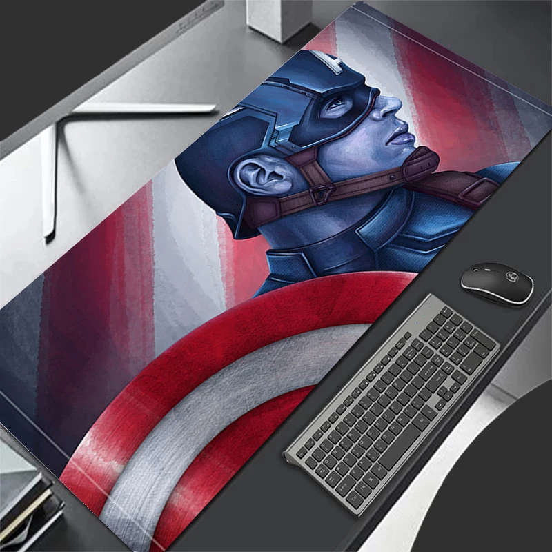 Gaming Mouse Pad Large Gamer XXL Keyboard Desk Captain America Mouse Mat Carpet Rubber Tapis Souris Gaming Notbook Pc Mousepad 4