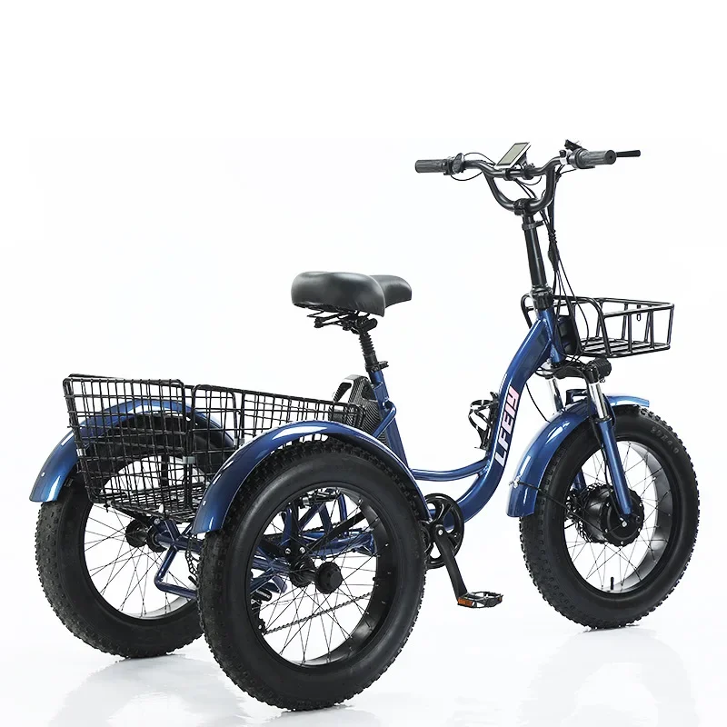 3 Wheel Electric Tricycle 20-inch fat tire Electric Tricycle 500W pedal-assisted lithium battery tricycle thick tire snow bike