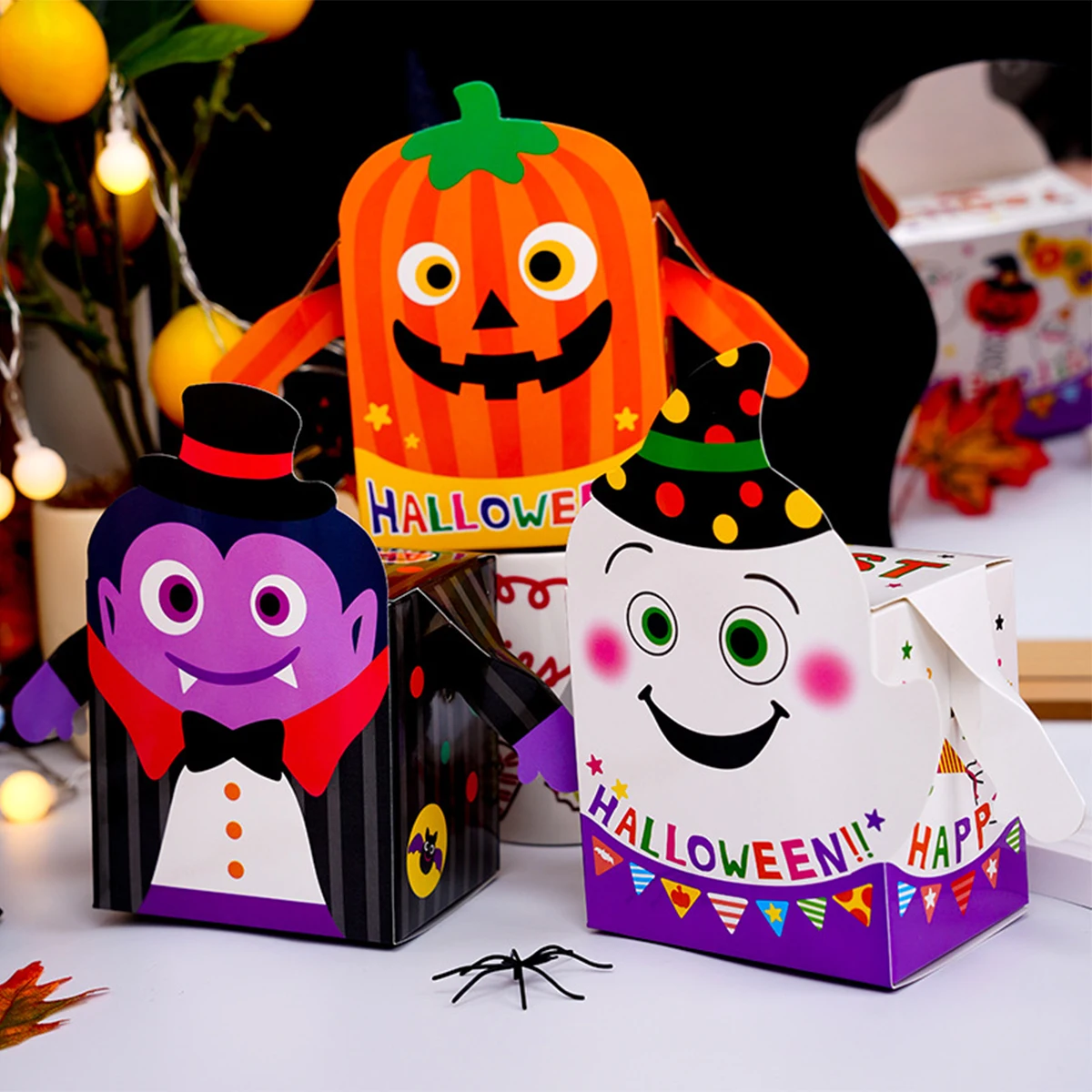 Divertente Scatola Di Caramelle Di Halloween Horror Ghost Cat Pumpkin Cross Paper Gift Cookie Box Trick Treat For Diy Halloween Party 2023 Supply