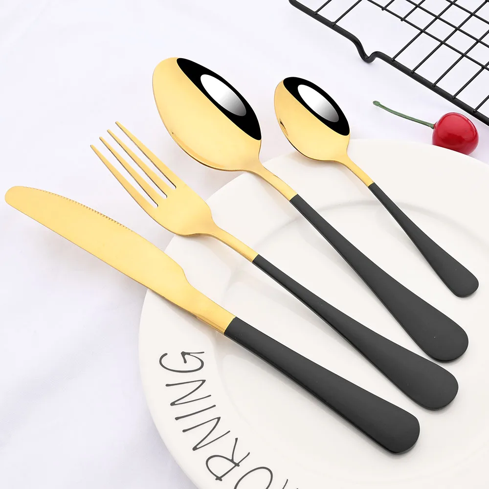Rainbow Tableware Set Stainless Steel 24pcs Dinnerware Knife Fork Coffee Spoon Cutlery Set Western Dinner Flatware Gift Box cutlery set western style cutlery set stainless steel cutlery set