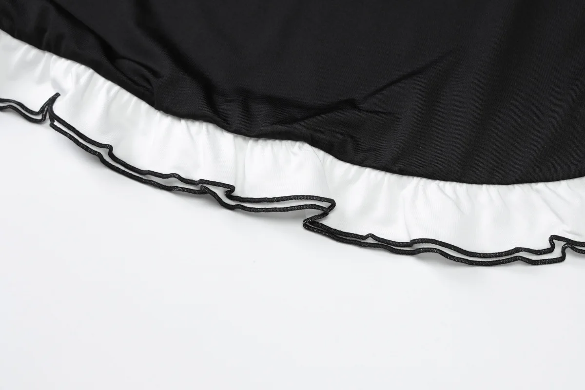 Ruffled Fashion Elegant Long Dress For Women High Waist Square Collar Patchwork Slim Solid Party Dress Female Maxi Dress