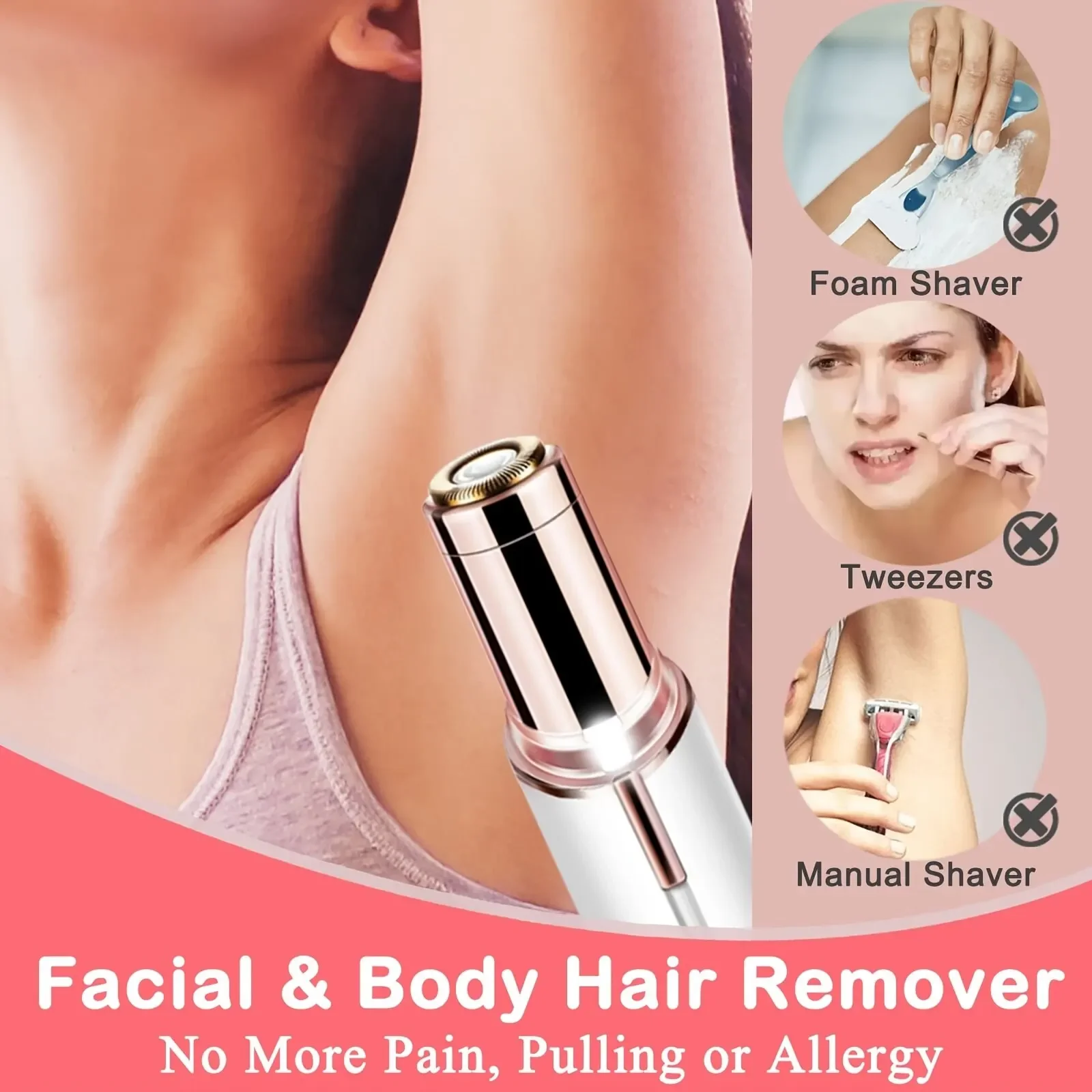 Xiaomi Portable Lipstick-shaped Electric Epilator Painless Electric Shaver Private Armpit Hair Lip Hair Leg Hair Mini Shaver 3