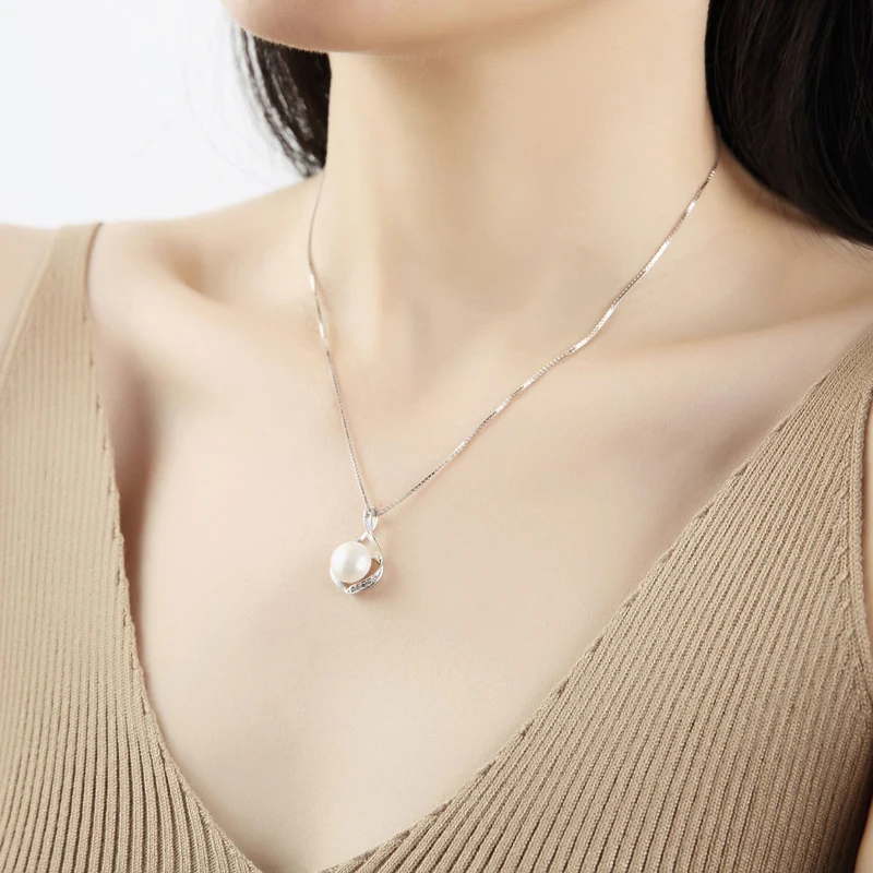 Real Natural Freshwater Pearl Pendant Jewelry Woman 925 Silver Pearl Pendant On The Neck Wife Mother Birthday Gift White Black pendant necklace,silver pendant