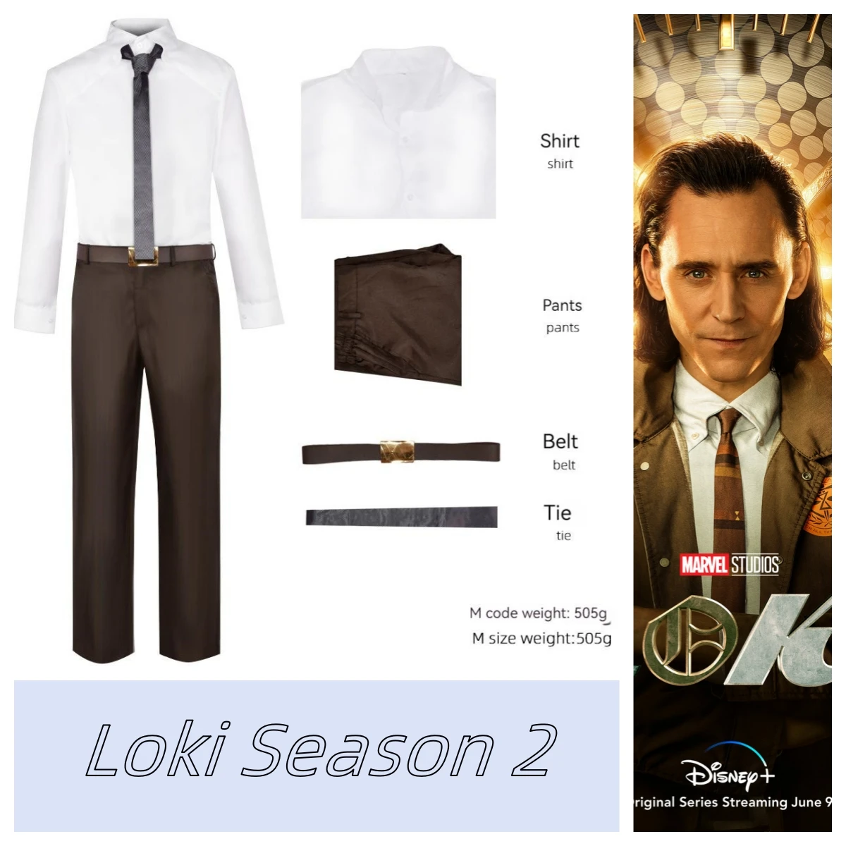 

Movie Loki Season 2 Cosplay Costume Shirt Pants Belt Tie Outfits Fantasia Man Performance Costumes God Of Trick Loki Costumes
