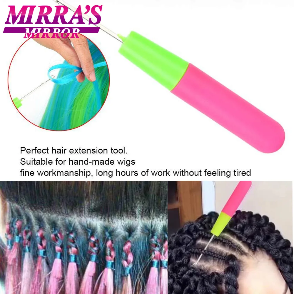 Mirra의 거울 10 pcs dreadlocks 가발 만들기 도구 점보 braiding 머리카락을위한 핑크 & 레몬 컬러 바늘 threader 크로 셰 뜨개질 후크