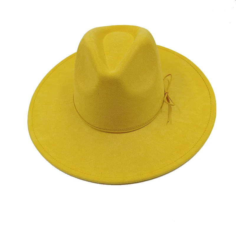 Round Flat Brim Suede Top Hat Women Men Western