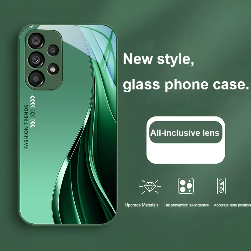 Fashion Trends Green Tempered Glass Phone Case