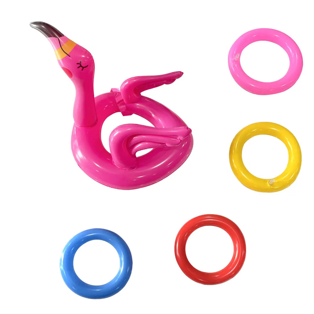 1 Set of  Flamingo Inflatable Hoop Toy Throwing Swimming Pool Game Props Outdoor Swimming Pool Beach Fun Summer Water Products
