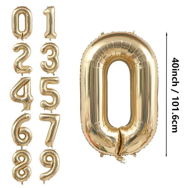 1 pièces 40 pouces grand ballon numérique en aluminium or clair blanc pour les anniversaires des filles hélium grand numéro 0-9 ballon décoration 5