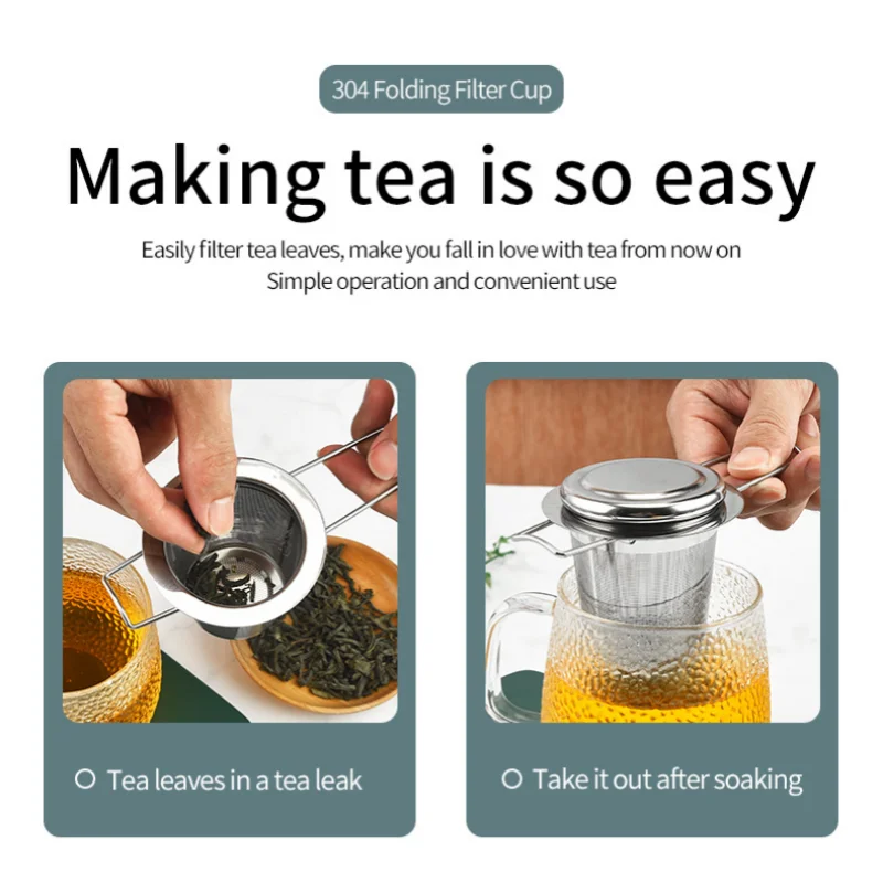 Stainless Steel Mesh Tea Infuser Lid Reusable Cup Strainer for Loose Leaf Spice Filter for Teapots Mugs Cup to Steep Tea Coffee
