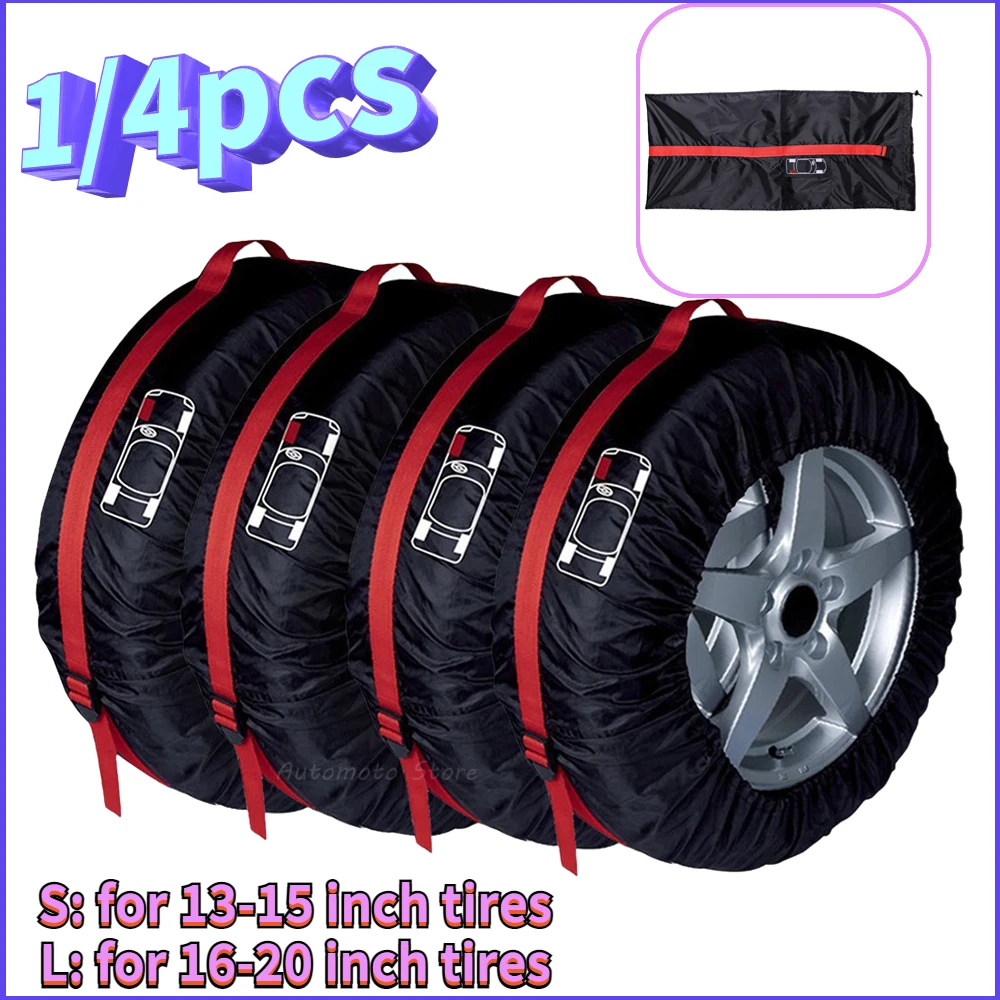 4pcs Universal Car Spare Tire Cover Case Tires Storage Bags Auto Wheel