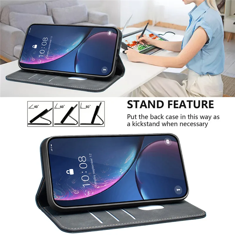 Luxury Magnetic Flip Leather Wallet Phone Case with Anti-Theft Design