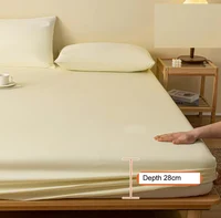 100% Cotton Bed Fitted Sheet + 2pc Pillowcases Solid Color Mattress Cover With Elastic Twin Queen King Size Bed Sheet Set B102A 3
