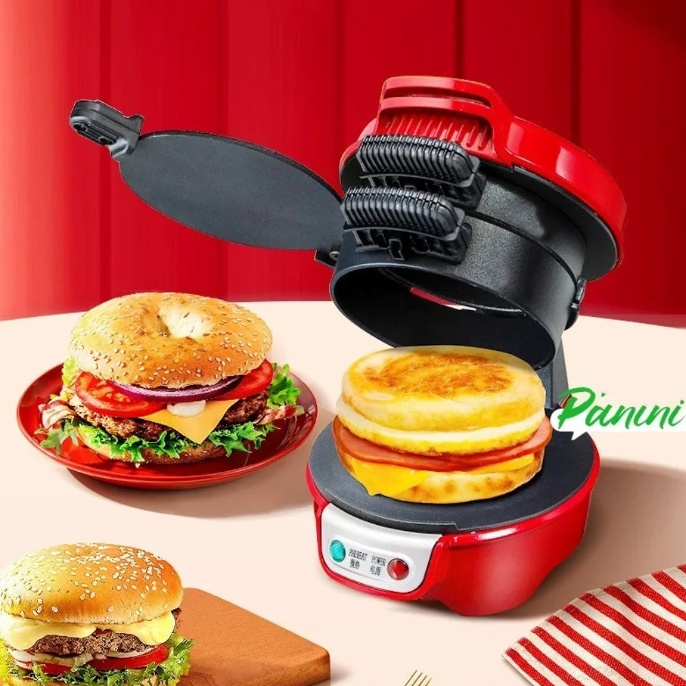 Portable 220V 110V Multifunctional Burger Machine Non Stick Plates Electric Waffle Machine Mini Breakfast Maker US Plug EU Plug