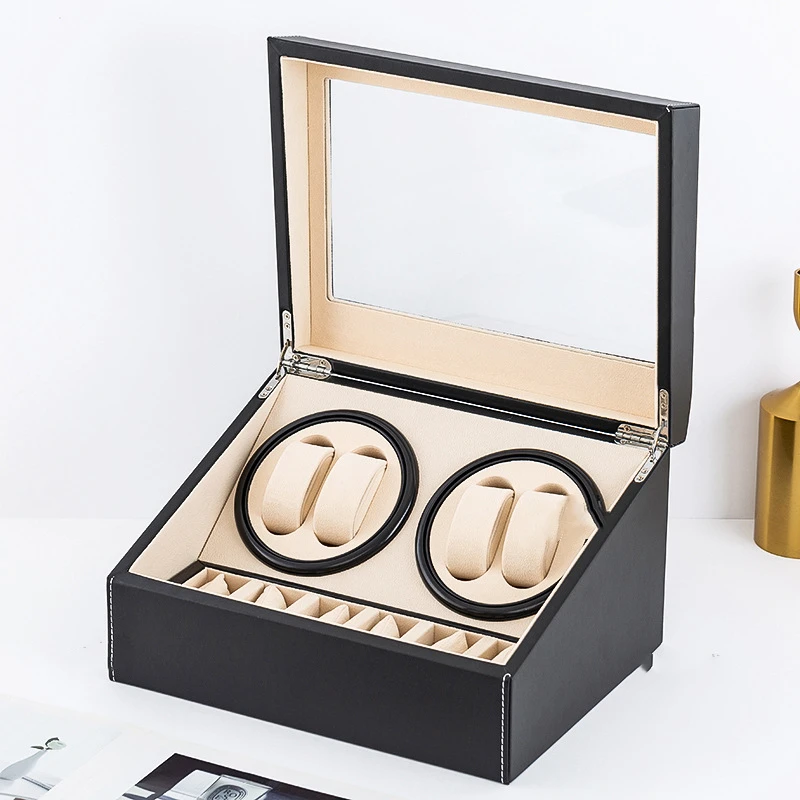 Leather Silent Movement Watch Winders Box Rotating Automatic Winder Watch Boxes Mechanical Watches Display Organizer Accessories