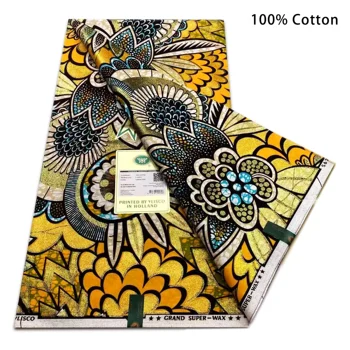 2025 New High Quality Flash Gold Wax Cotton Ankara Gold Printing African Wax Cloth Super Premium Fabric for Home Decor 1