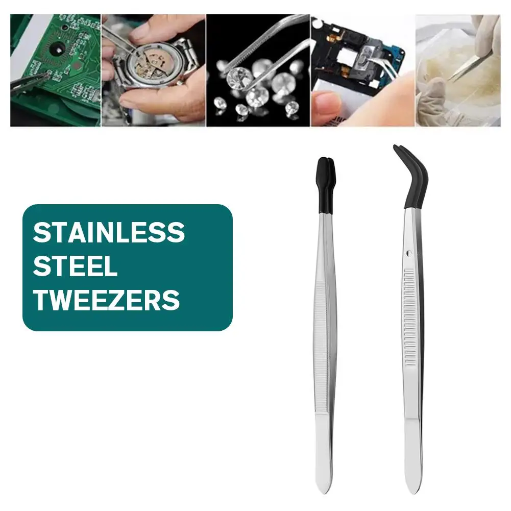 Tweezers Set 2 Pieces Rubber Tips For Jewelry Hobby Industrial Hobby Craft