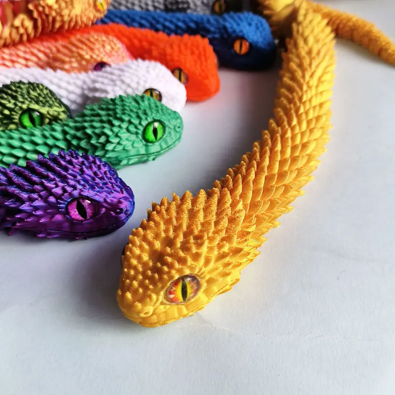 13cm 3D Printed Mini Snake Movable Joint Figurines Simulation Snake Office Desktop Ornament Christmas New Year Gifts Crafts Gift