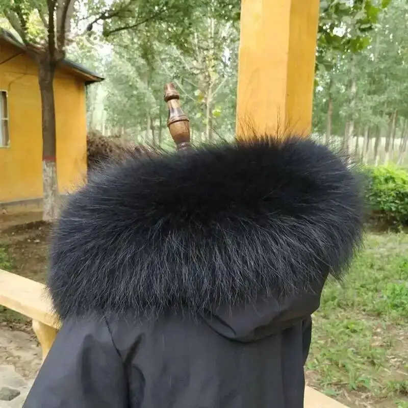Real Raccoon Fur Collar For Winter Coat Hood Decor Fur Scarf Accessory fur scarf accessory