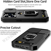 Case For iPhone 17 16 15 14 13 12 Pro Max Plus 8 7 Plus Mini Heavy Duty Protection With Sliding Camera Cover And Card Clip Cover - Image 5