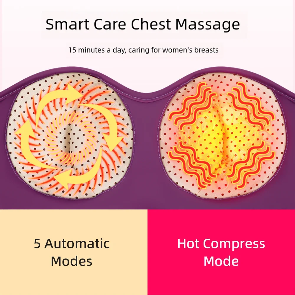 Rechargeable Breast Enlarging Massager Vibration Hot Compress Electric Breast Augmentation Massage Bra Unclogs Meridians
