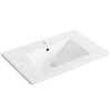 1pc 30inch Porcelain Ceramic Vanity Sink Top, Surface Bathroom Vessel Sink Basin with Single Faucet Hole, Rectangular, Glossy W 1