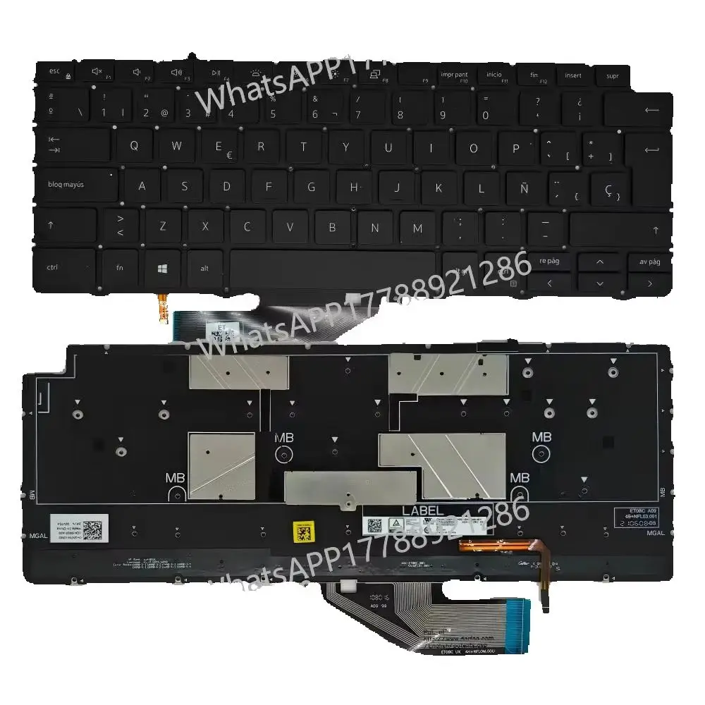 Tastiera per Laptop Layout US SP GR LA per Dell XPS 13 7390 2in1 9310 2in1 P103G - immagine 2